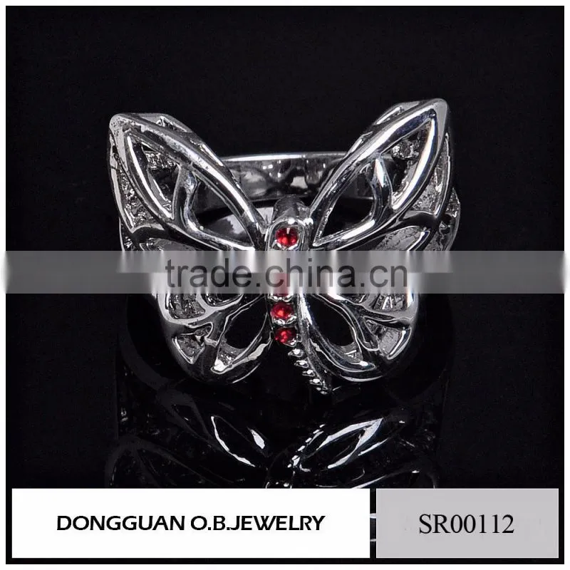 316l Stainless Steel Ring Butterfly Ring In Silver Jewelr With Colorful Cz