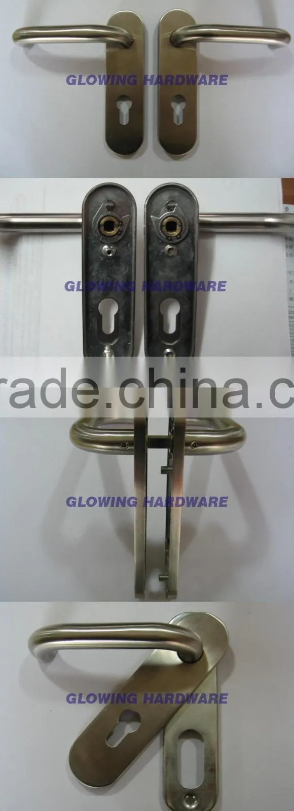 Stainless steel door handle with plate / door lever handle on plate / short plate door handle