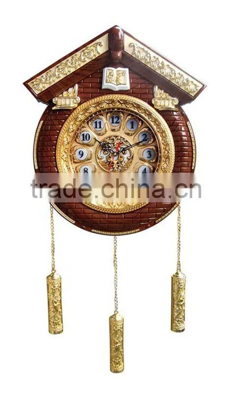 Religious Wall clock with Plastic House shape and pendulum