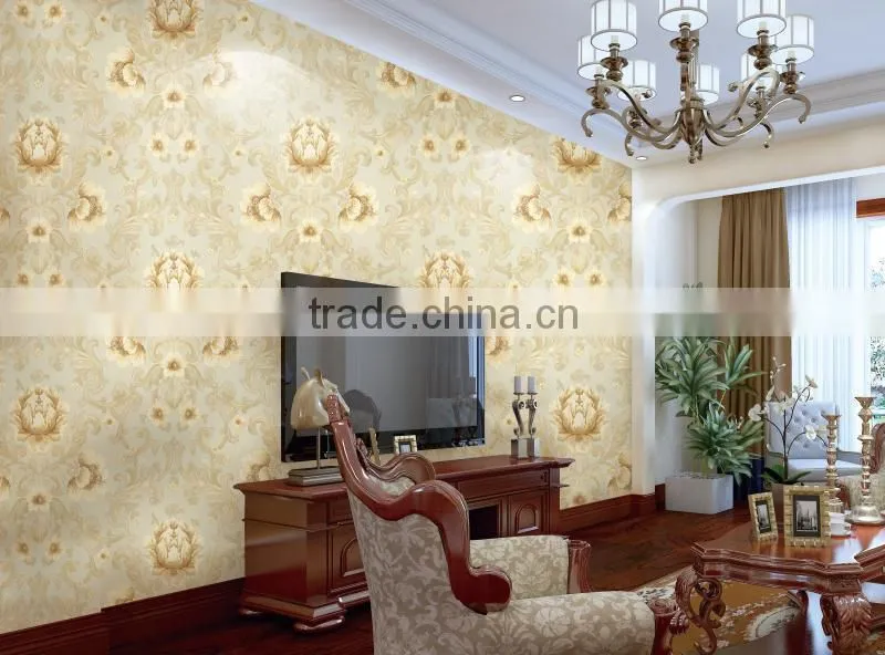 Beautiful flower embossed wallpaper in blue color