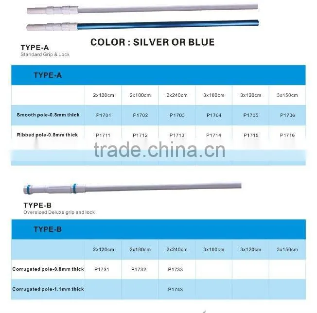 Swimming Pool Telescopic Pole with Standar Grip & Lock Type-B
