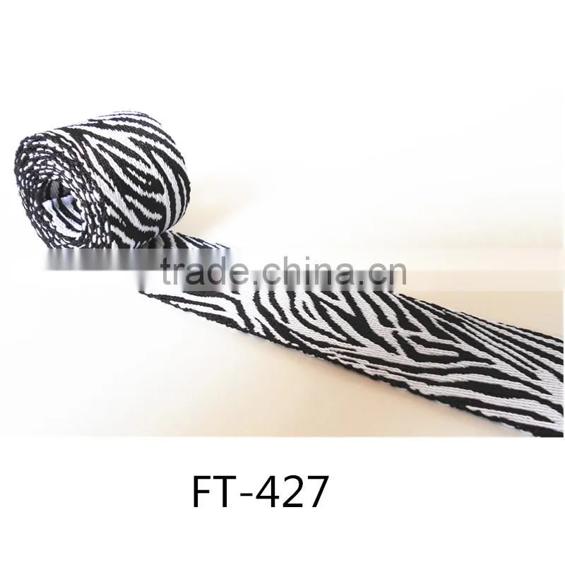 Factory Customize Black and White Zebra Image Jacquard Webbing 35mm