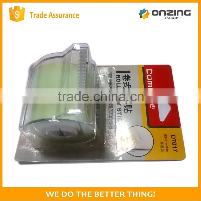 Roll sticky back notepad paper tape with dispenser