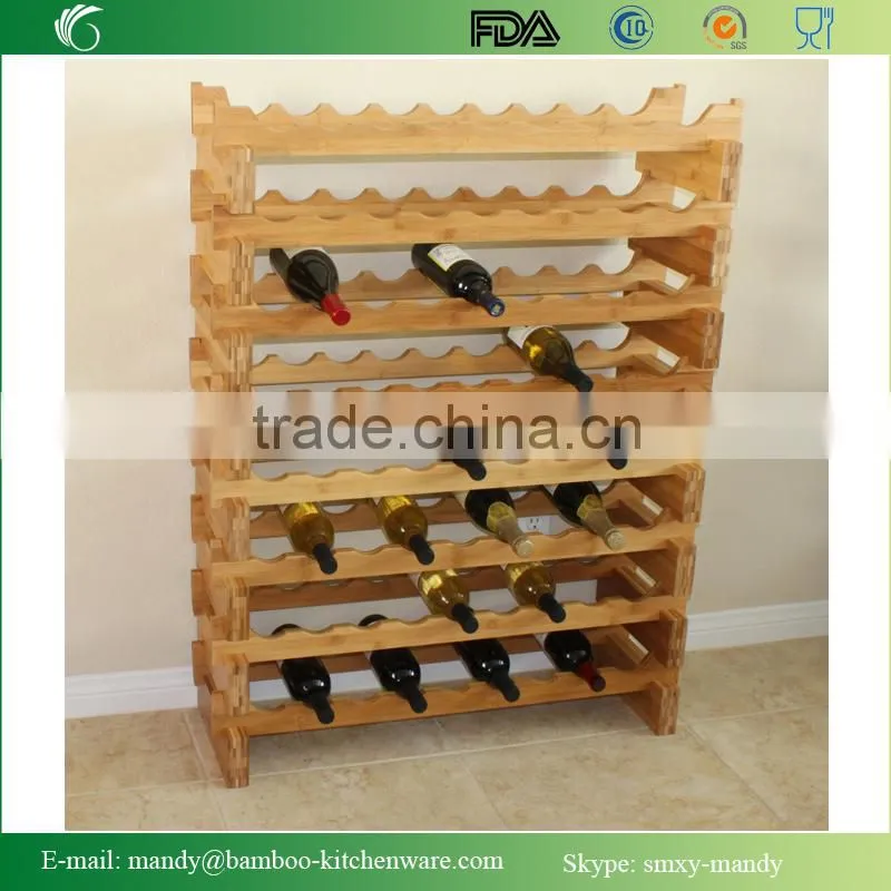 Stackable Bamboo Wine Rack, Wine Bottle Bamboo Shelf, Storage Rack for Wine Bottles