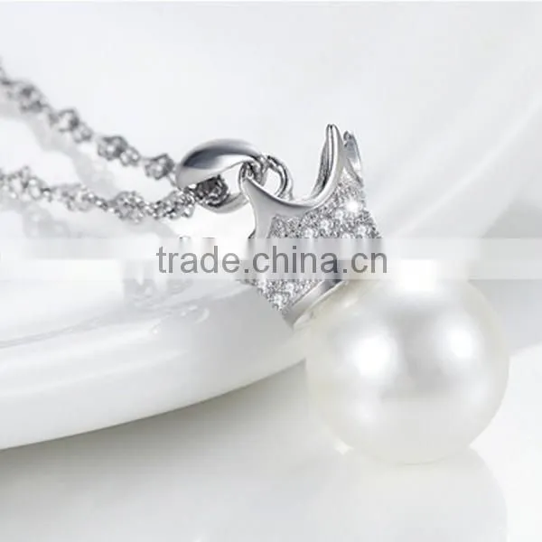 Hot-selling Pearl Design Noble Crown Necklace Pendant