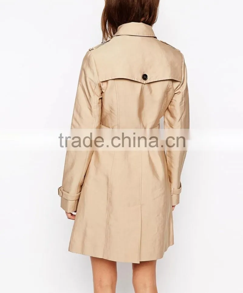 Fashion women long khaki long sleeve wind coat