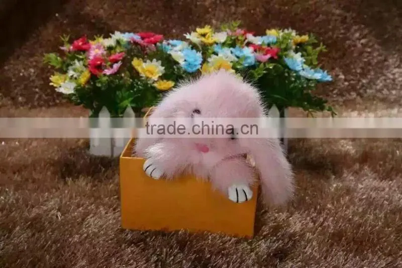 wholesale colorful little rabbit mink fur key chain