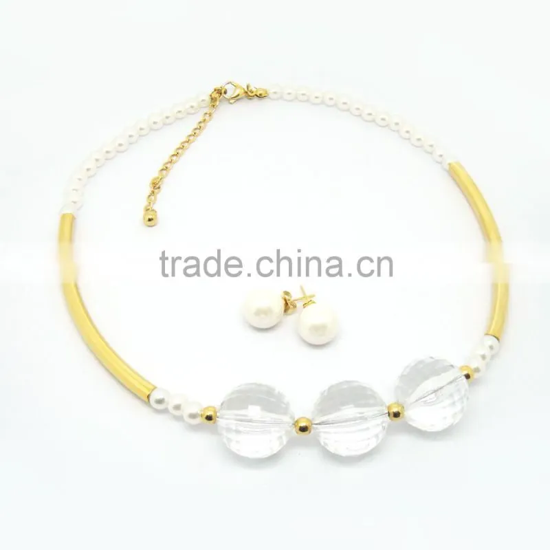 High Quality Stainless Steel Transparent Big Crystal Statement Necklace for Dress