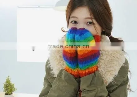Colourful rainbow winter glove