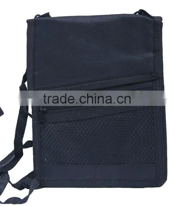 Zipper and Magic Tape Travel custom logo Neck Wallet