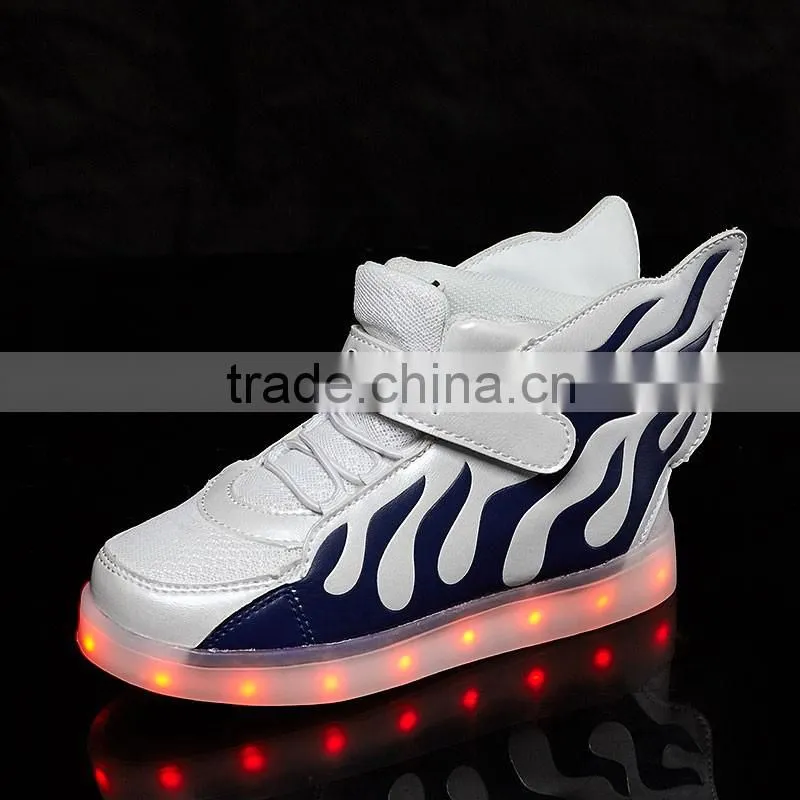 led shoes Charming Flat Lace Up Comfortable kids Led Shoes With PU Wings