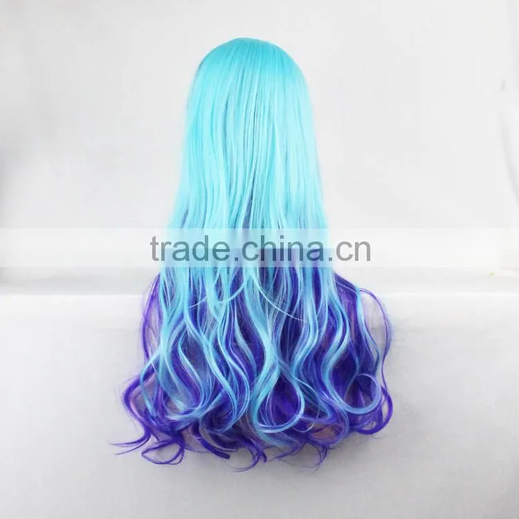 Beautiful wig cosplay blue wig sweety girl long hair wigs wholesale
