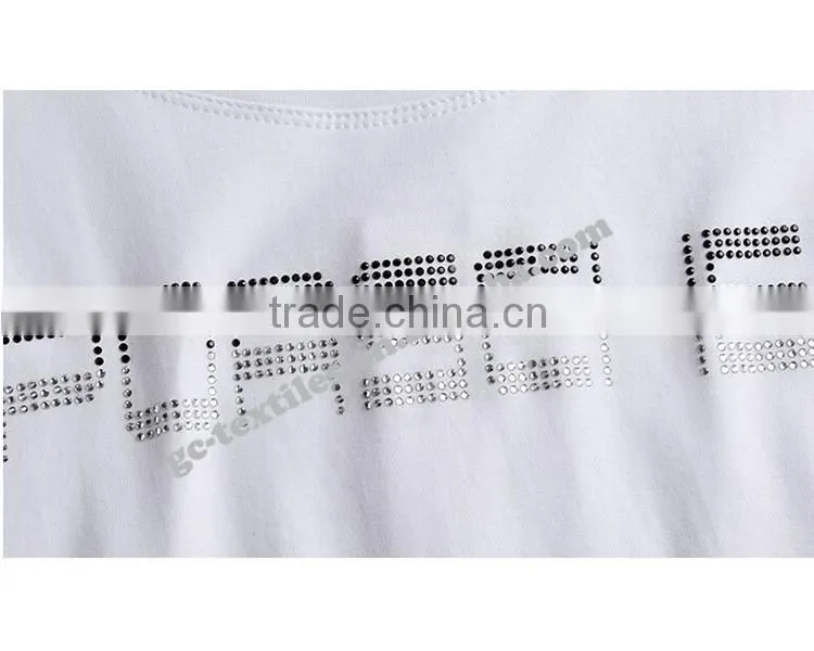 Girl's Hot Fix Rhinestone Slim Short Sleeve T-shirts for Promotion