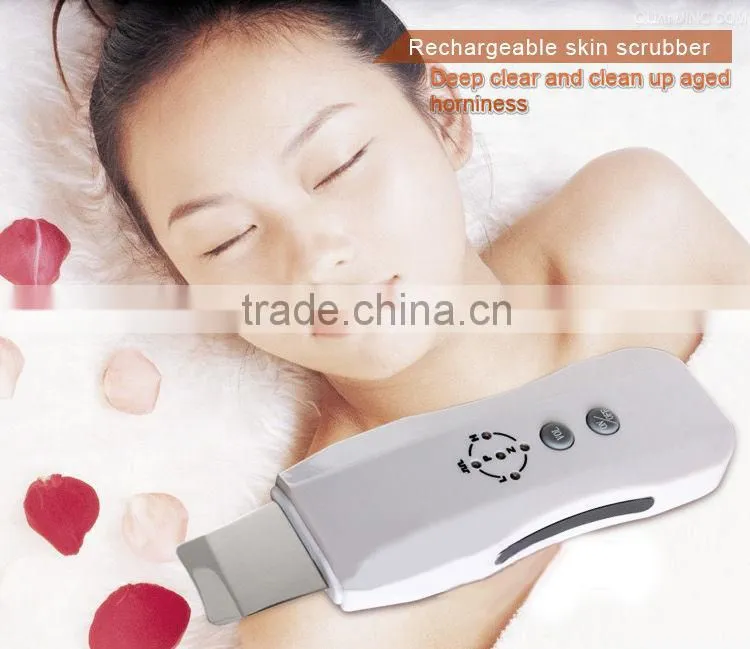 Hot sale portable homeuse ion ultrasonic skin scrubber device for 2016