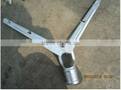 Chain link fence with barbed arms and fittings