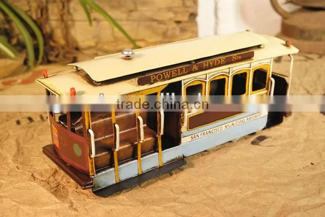 Antique metal handicraft bus model with paint