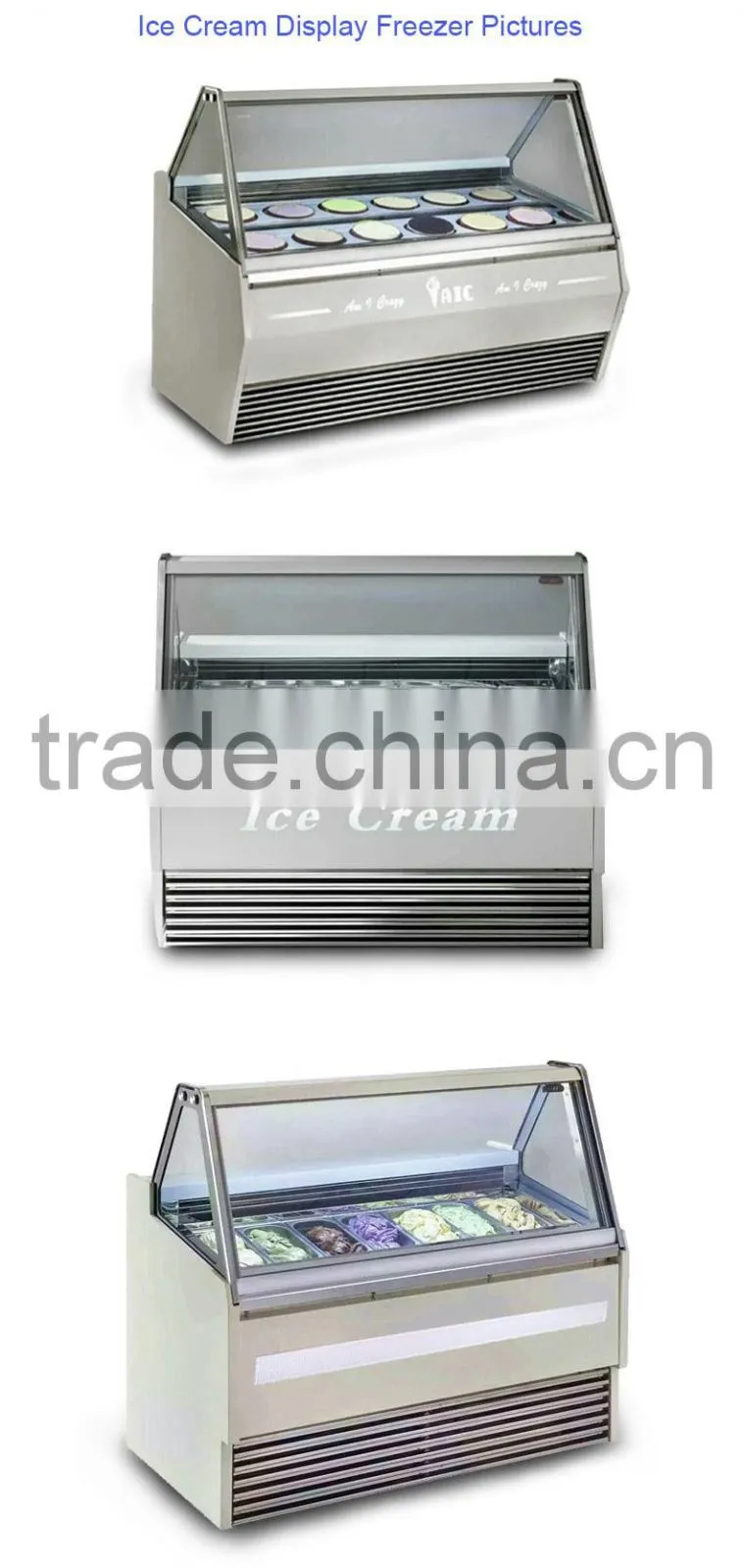Commercial Vitrine Gelato Display Freezers Machine