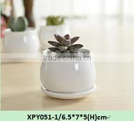 Attractive desktop decor mini white glazed ceramic planters