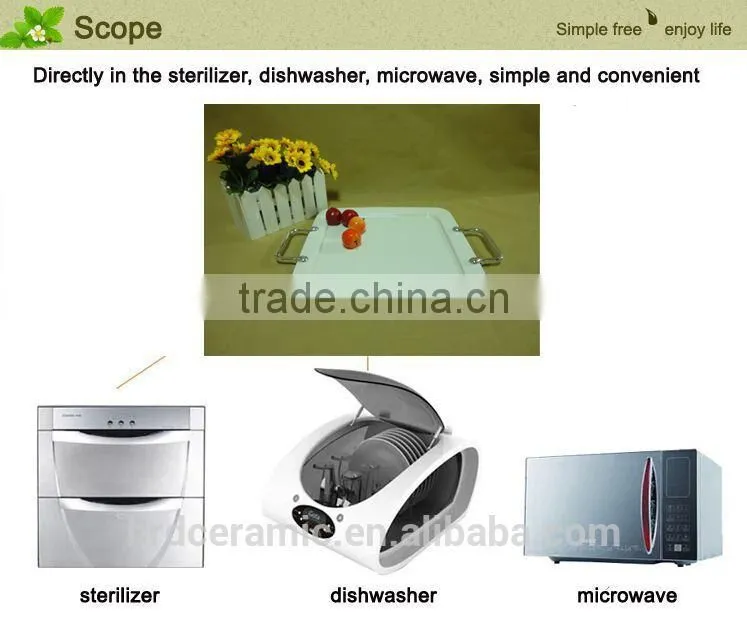 Square stock ceramic plate with handle for home decoration