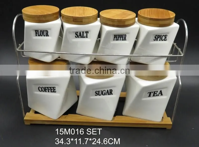 Porcelain ceramic storage jar with lid
