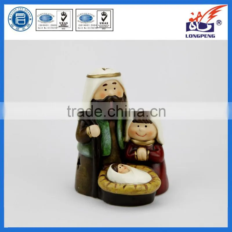 Ceramic Nativity Holy Family Jesus Mary Joseph for Christmas Oranment