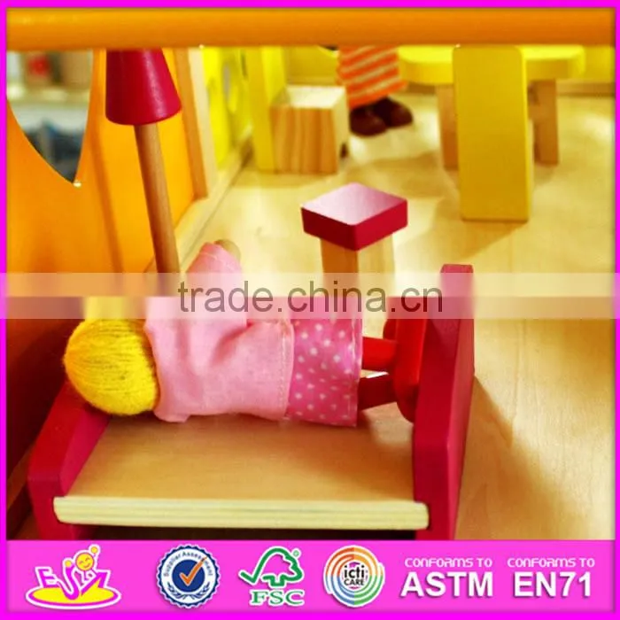 2016 new design baby wooden diy house toy, top fashion kids wooden diy house toy W06A157