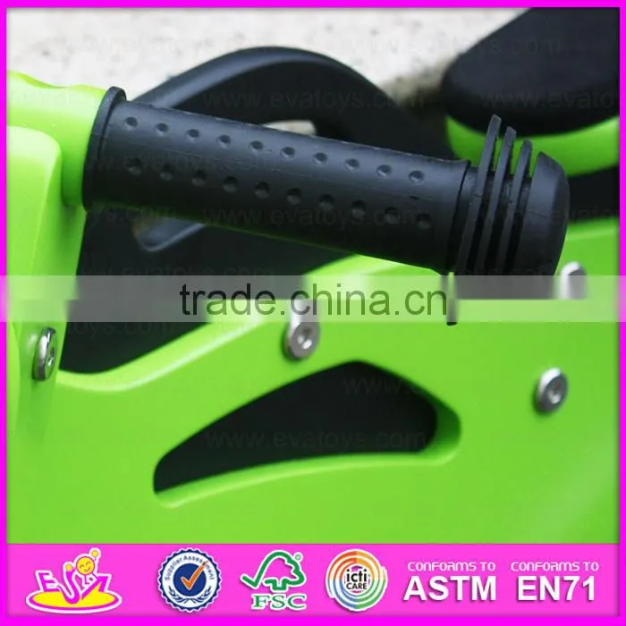 Green Motor Style Kids Wooden Balance Bike with CE approval,Cheap Balance Children wooden balance bike W16C069