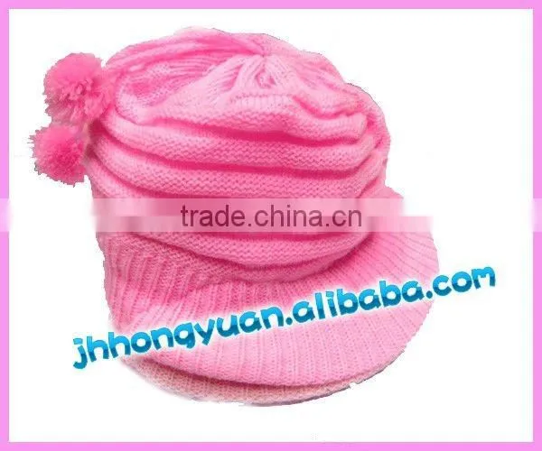 2015 wool kintted crochet winter hat/children cap with wool ball