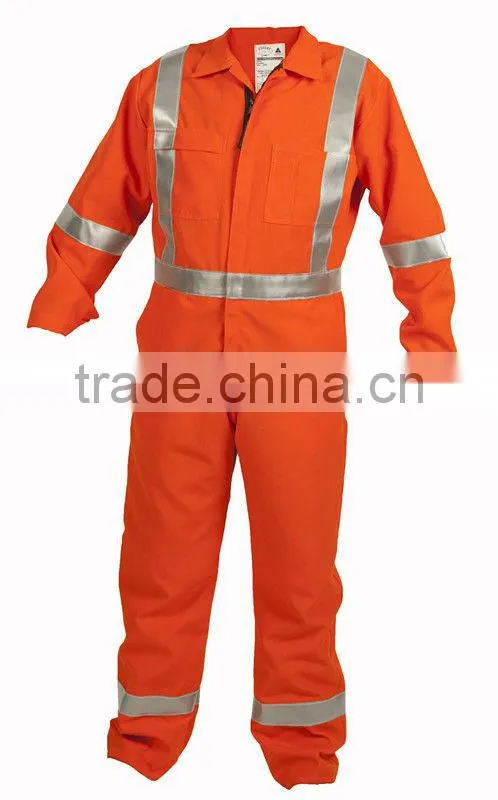 100%cotton hi-vis orange construction workwear overall jacket&pant suit