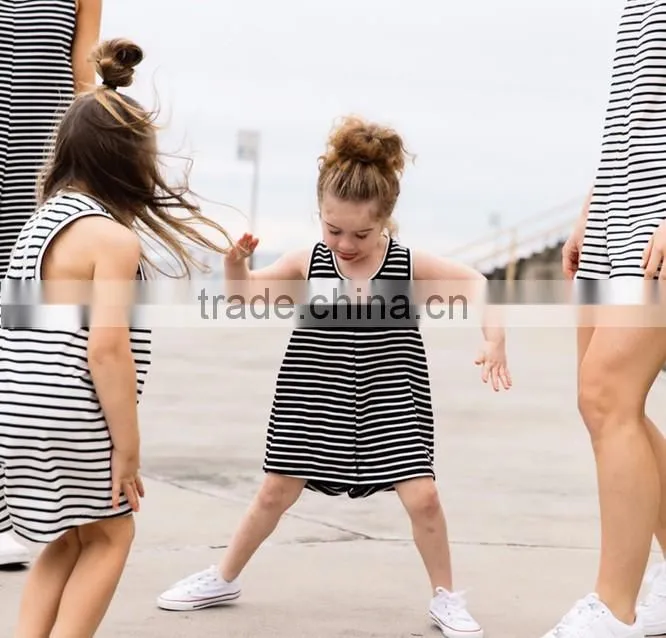 2016 summer stripe printing matching mother daughter dresses clothes