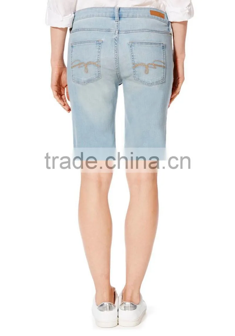 Wholesale light wash girl casual shorts denim shorts cotton shorts women