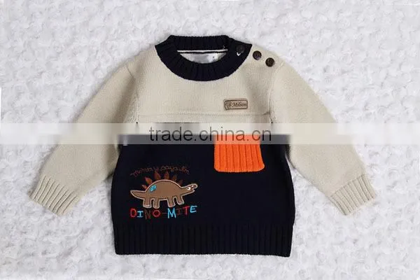 Dinosaur design baby pullover modern patchwork knitting sweater