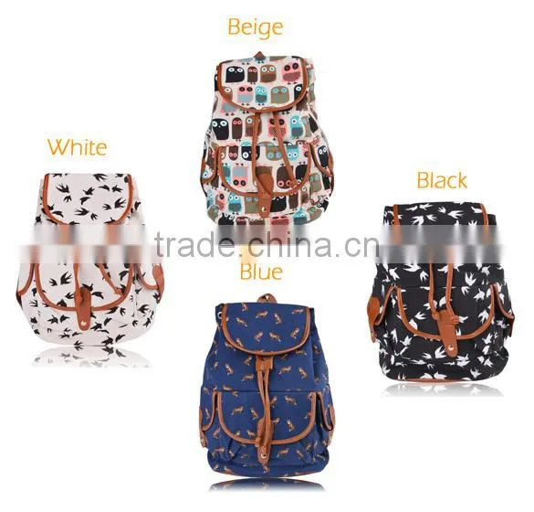 New Women Girl Canvas Rucksack Vintage Flower Backpack School Book Shoulder Bag SV004106#