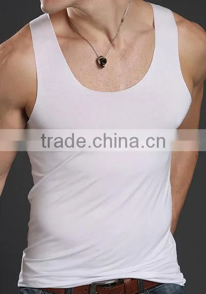 Slim fit 100 cotton men blank white vest wholesale supplier 2016