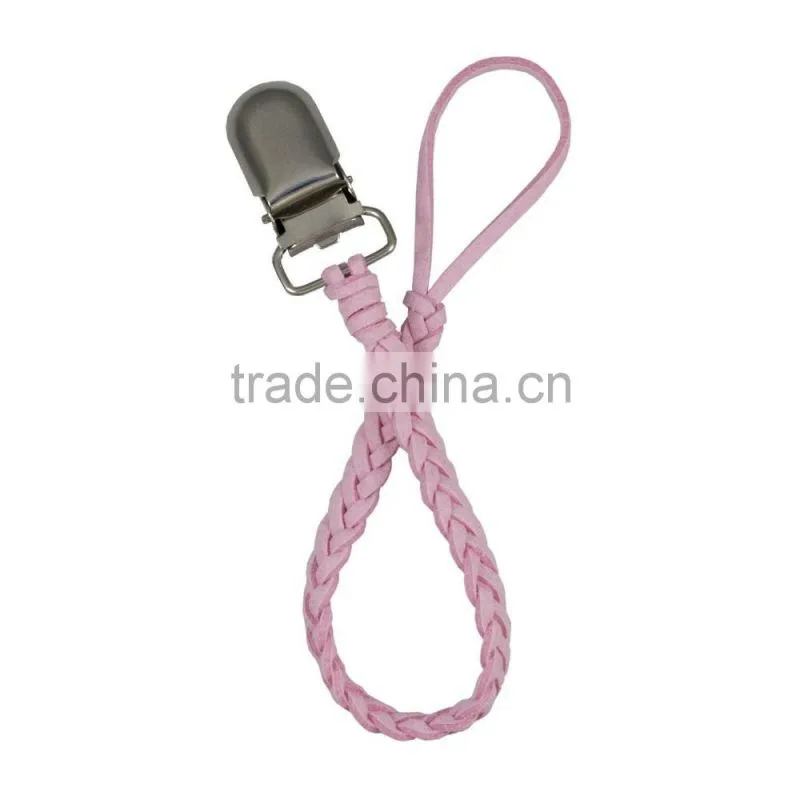 Baby Boy/Girl Dummy Pacifier Soother Nipple Leash Strap Chain Clip Holder Braided Leather