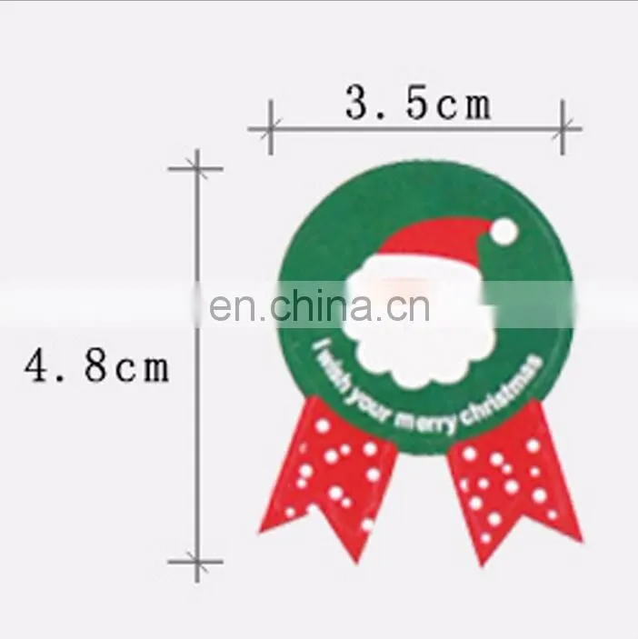 Hot Sale Badge Shape Red And Green Christmas Box Bag Label Baking Bag Sealing Sticker Baby Shower Gift Decoration Craft Packing