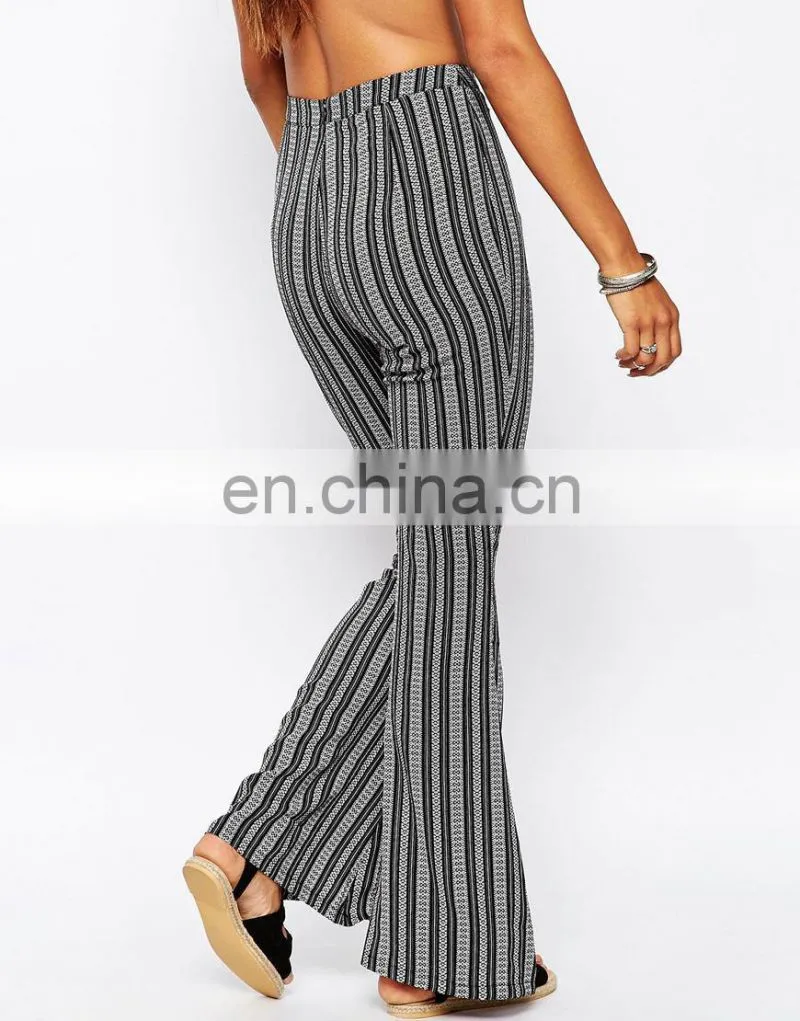 New Style Ladies Casual Vertical Stripe Flare Pants