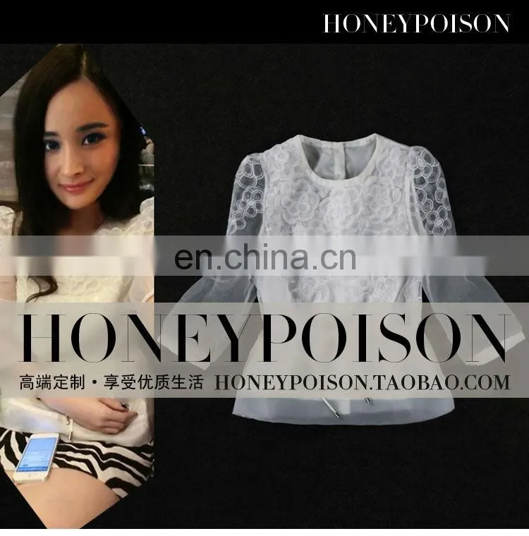 Hot selling women embroidered floral lace crochet top sexy dress