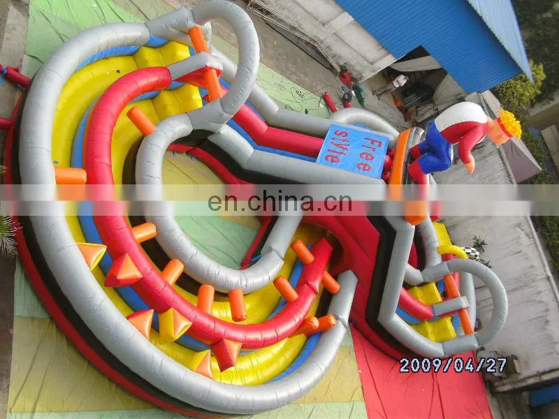 Free Style Inflatable Amusement Rides Park With Obstacle Course