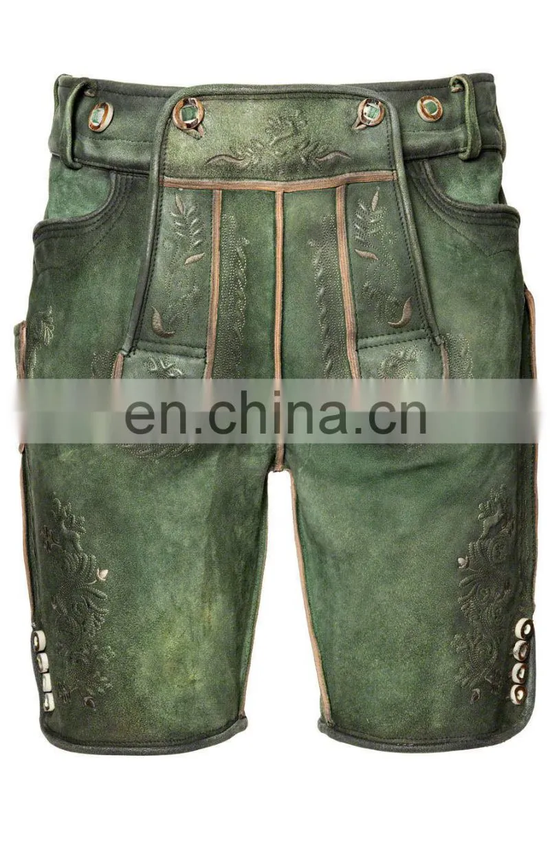 High Quality Bavarian leder Hosen, Trachten Lederhosen (short lederhosen)