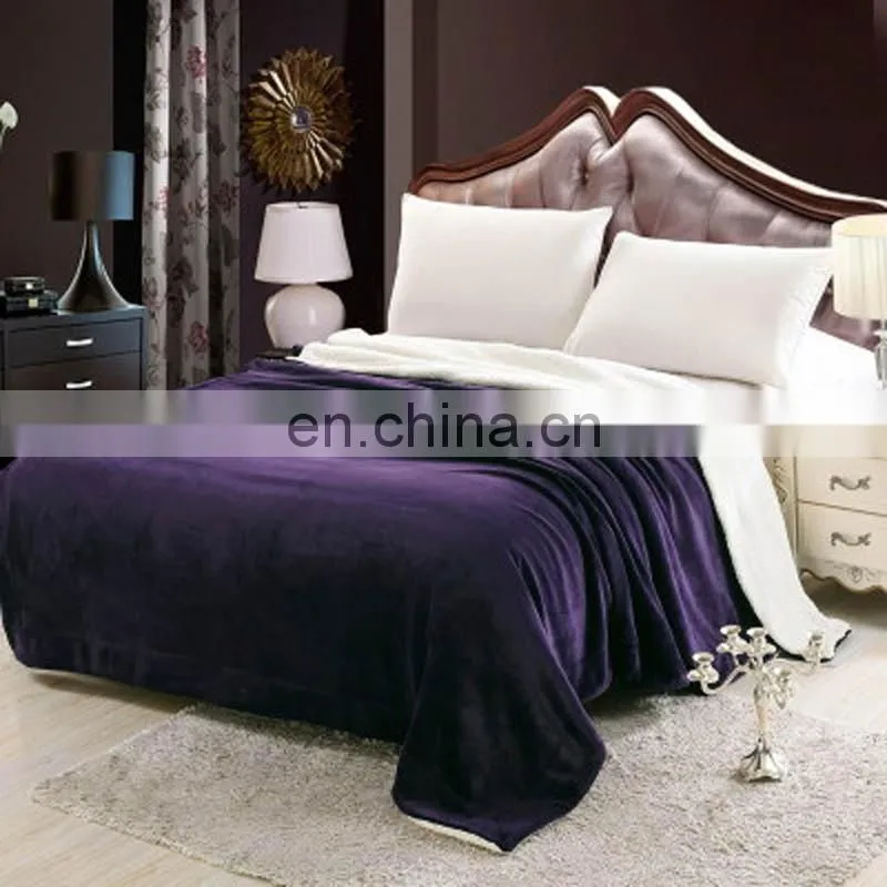 High quality cheap super king size mink double layer ply blanket