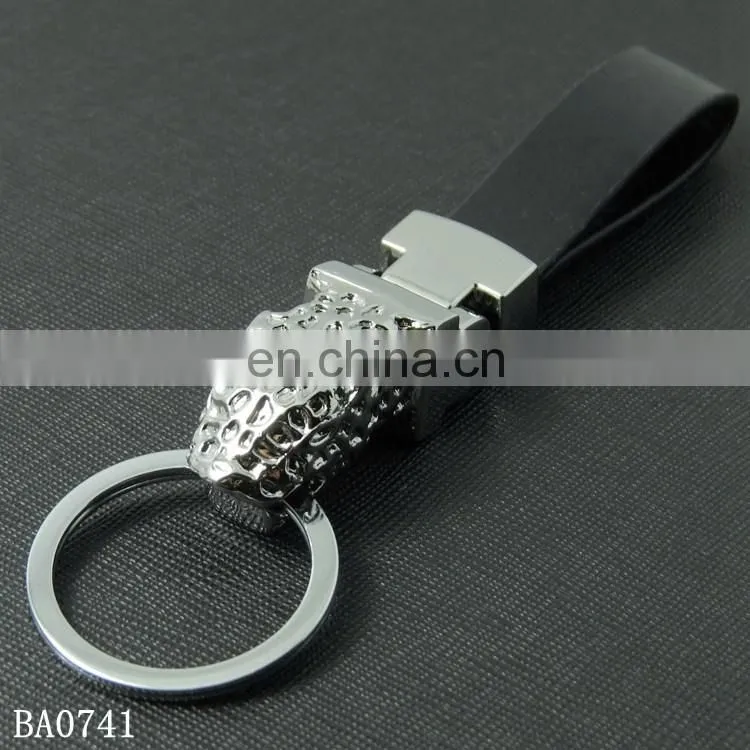 High Quality Leopard Head Shaped Personalized Metal Leather Key Chains