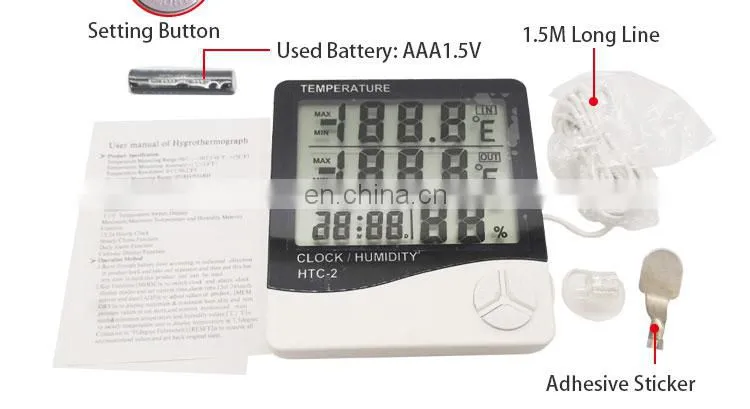 Digital Hygrometer Temperature Humidity Meter Clock