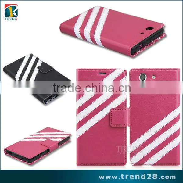 android mobile phone PU wallet leather case for Sony Z3 mini