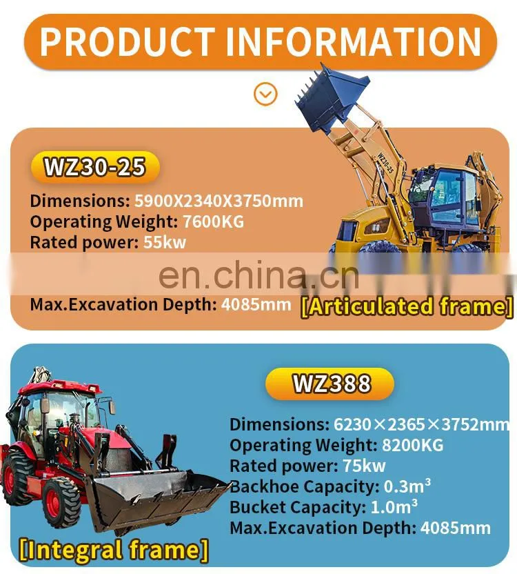 Rural Road Construction Agricultural use 4WD Compact Efficient Multi-purpose Backhoe excavator loader retroexcavadora 4x4