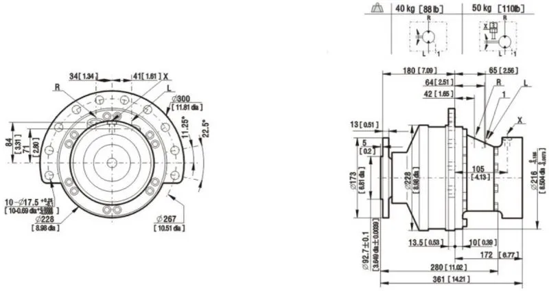 Poclain Series MS05 MSE05 Hydraulic Motor with Dual Speed Control Slow Speed High Torque