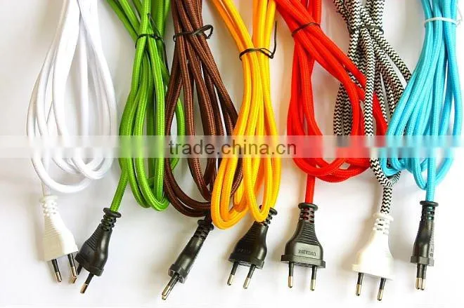 Lamp braided power cable power cord