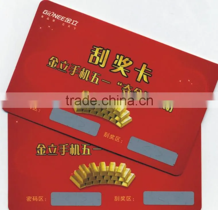 pvc lucky scratch card