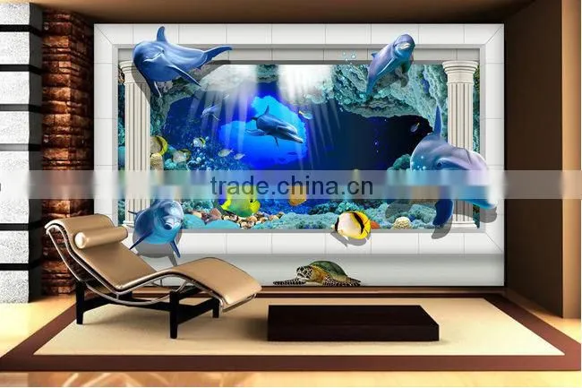 Newest design seaword 3d inkjet tile TV background ceramic 3d wall tile