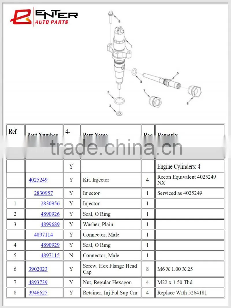 heavy duty truck ISB engine inejctor 2830224